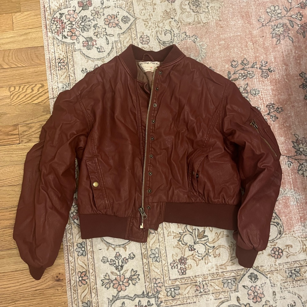 Free people leather bomber